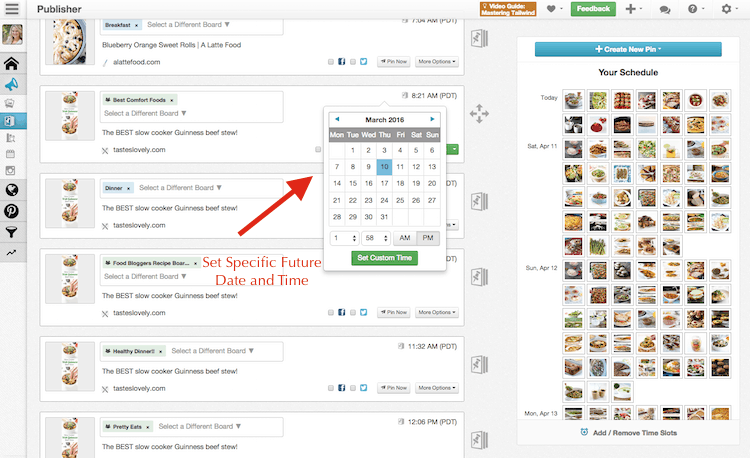 Schedule Seasonal Recipe for the Future with Tailwind