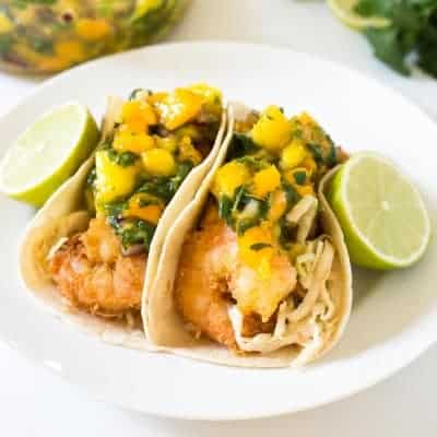 Tropical Coconut Shrimp Tacos | tasteslovely.com