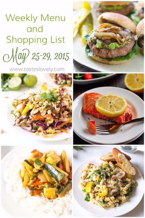 Weekly Menu and Grocery Shopping List, May 25 - 29, 2015 | tasteslovely.com-2