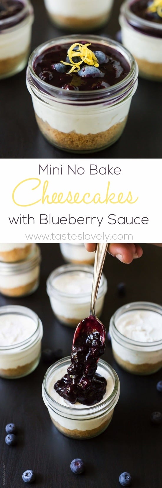 Mini No Bake Cheesecakes with Blueberry Sauce