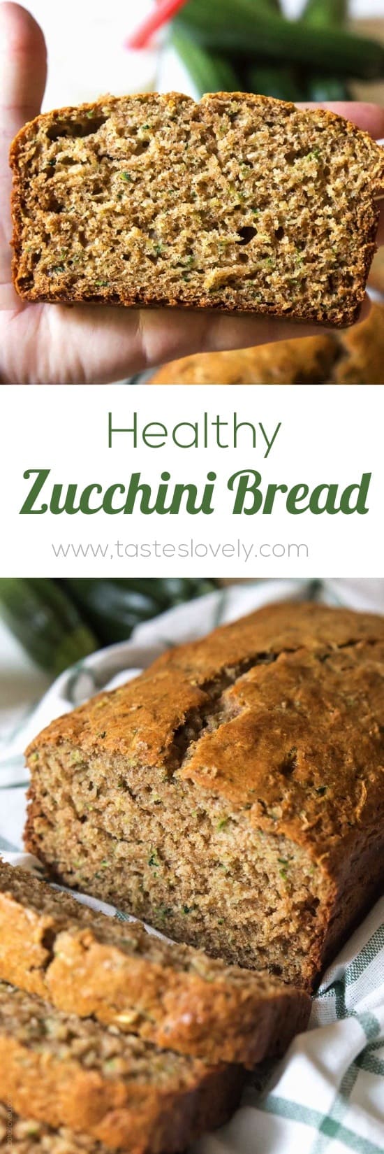 Healthy Zucchini Bread Recipe - made with half the amount of sugar, whole wheat flour, greek yogurt & coconut oil. A healthier zucchini bread you can enjoy without the guilt!