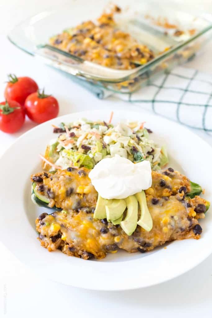 Quinoa & Black Bean Enchilada Stuffed Zucchinis (gluten free)