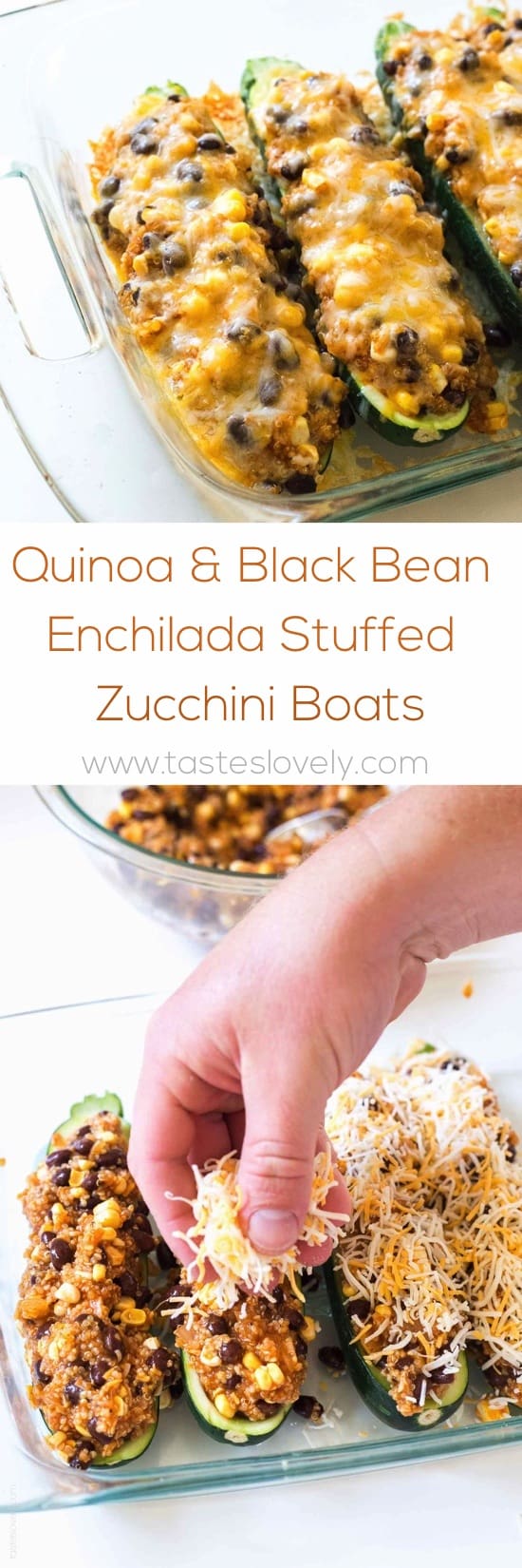 Quinoa & Black Bean Enchilada Stuffed Zucchinis (gluten free)