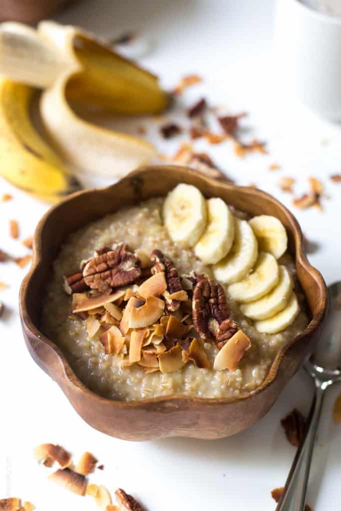 Coconut Banana Steel Cut Oatmeal - a healthy and flavorful vegan and gluten free breakfast