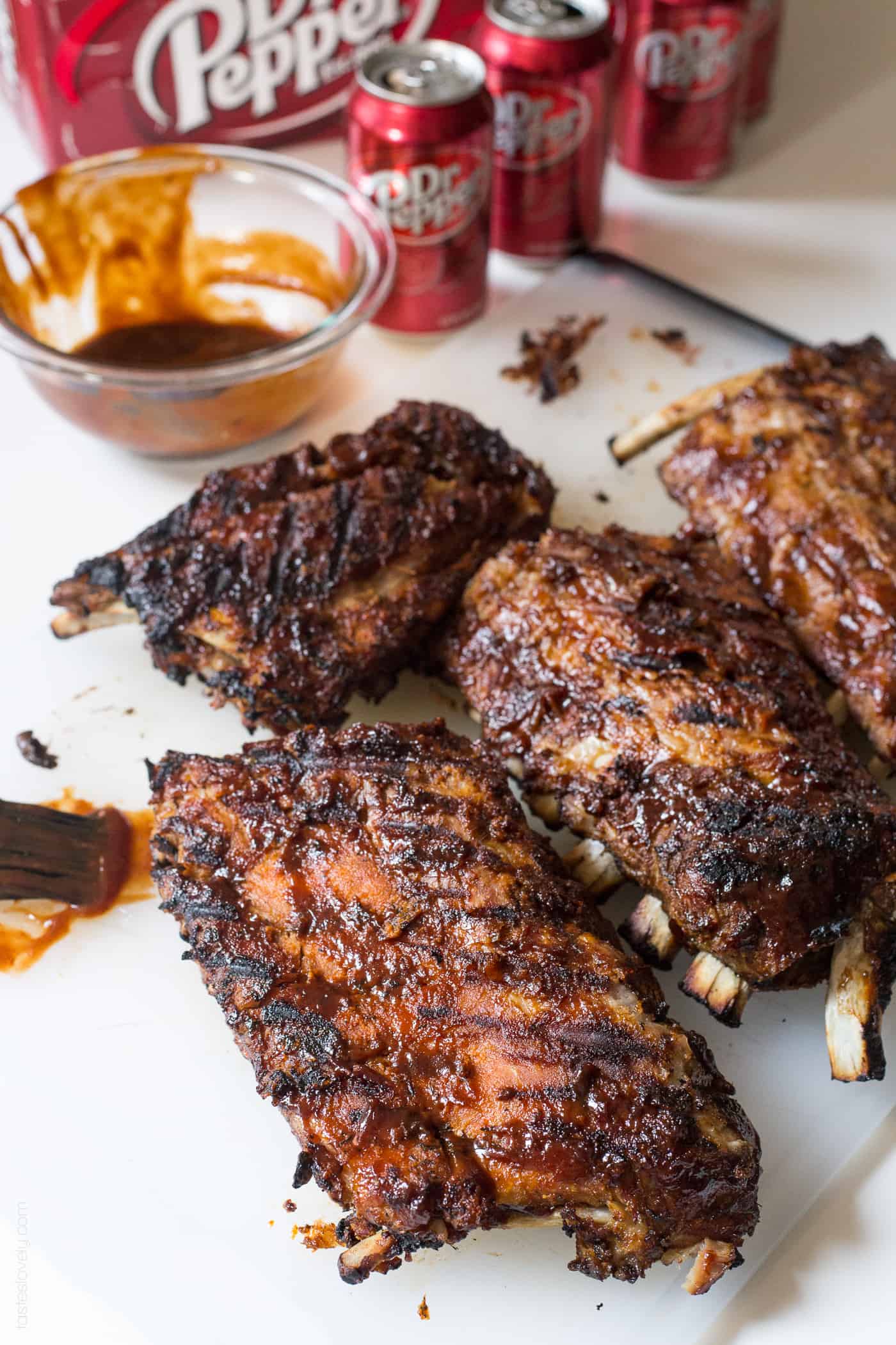 dr pepper ribs on a white surface