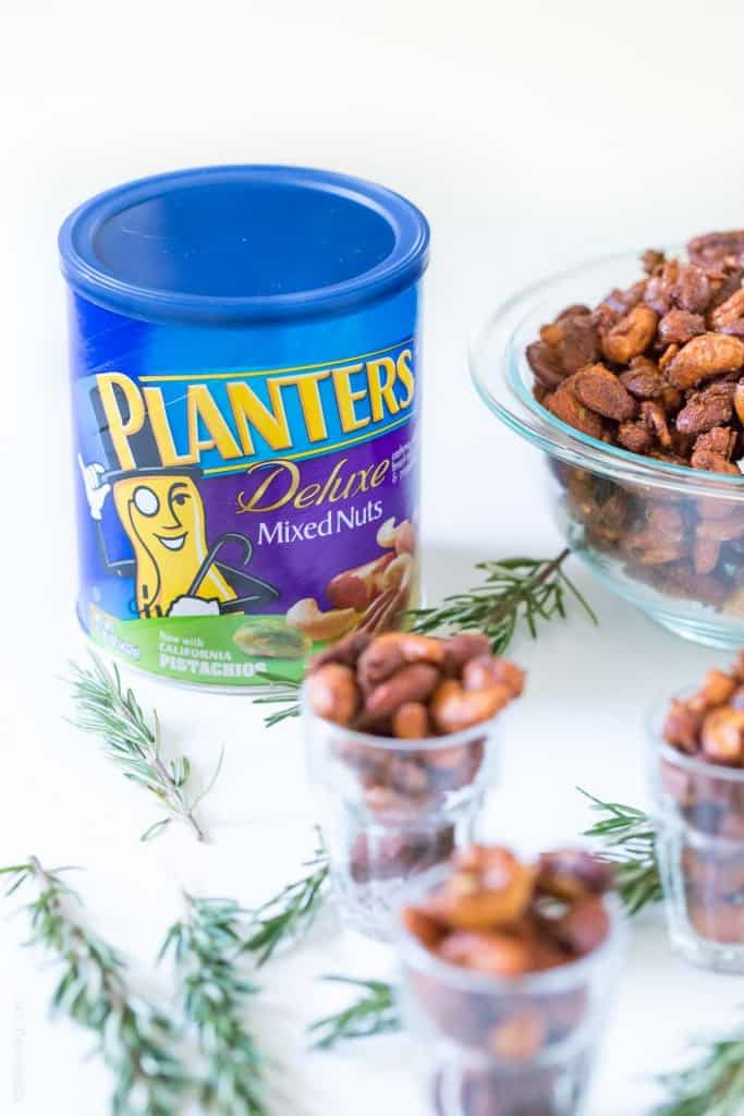 Sweet & Spicy Rosemary Roasted Mixed Nuts - perfect mixed nuts appetizer or hostess gift!