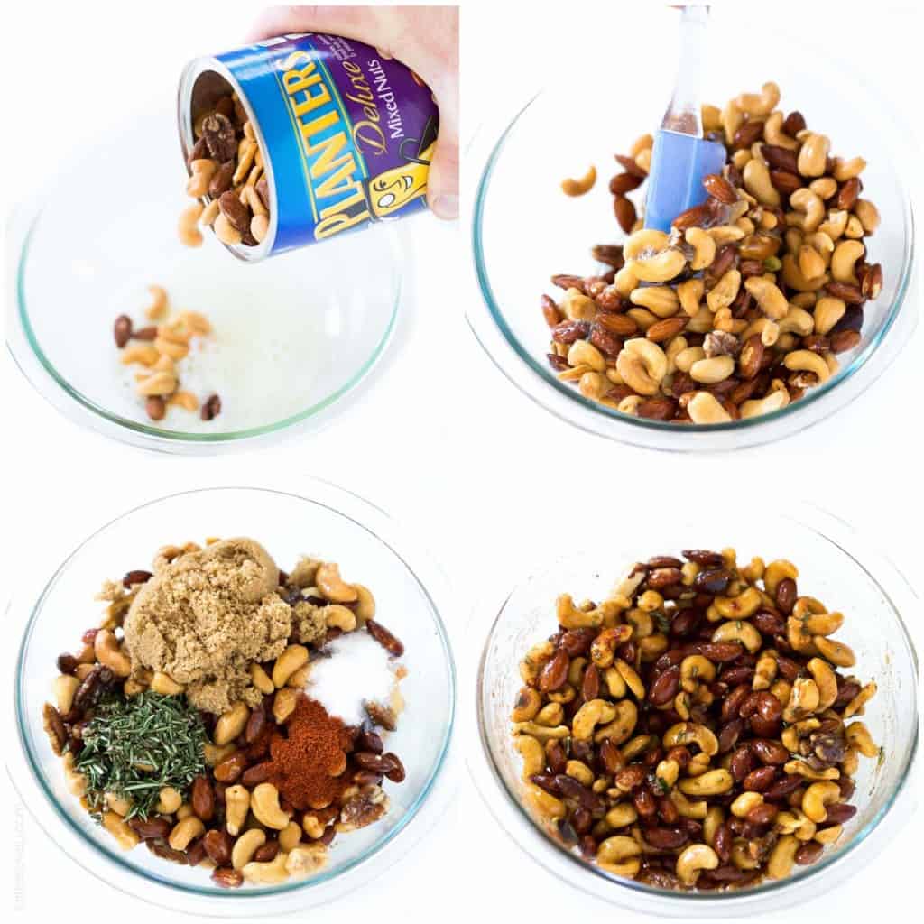 Sweet & Spicy Rosemary Roasted Mixed Nuts - perfect mixed nuts appetizer or hostess gift!