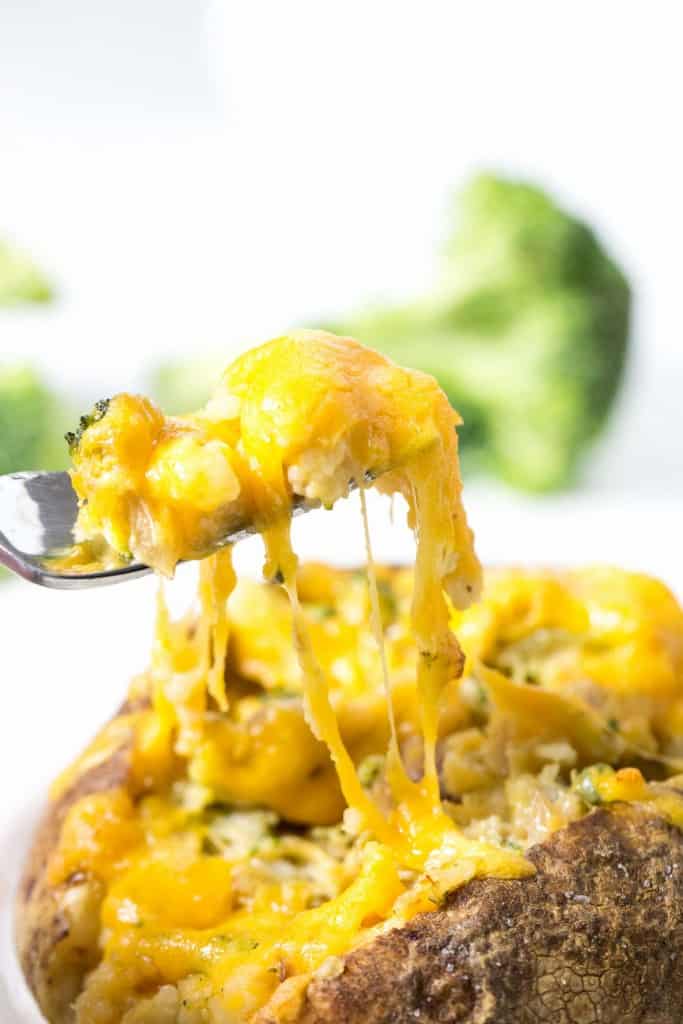 Broccoli Cheddar Stuffed Baked Potato with Chicken