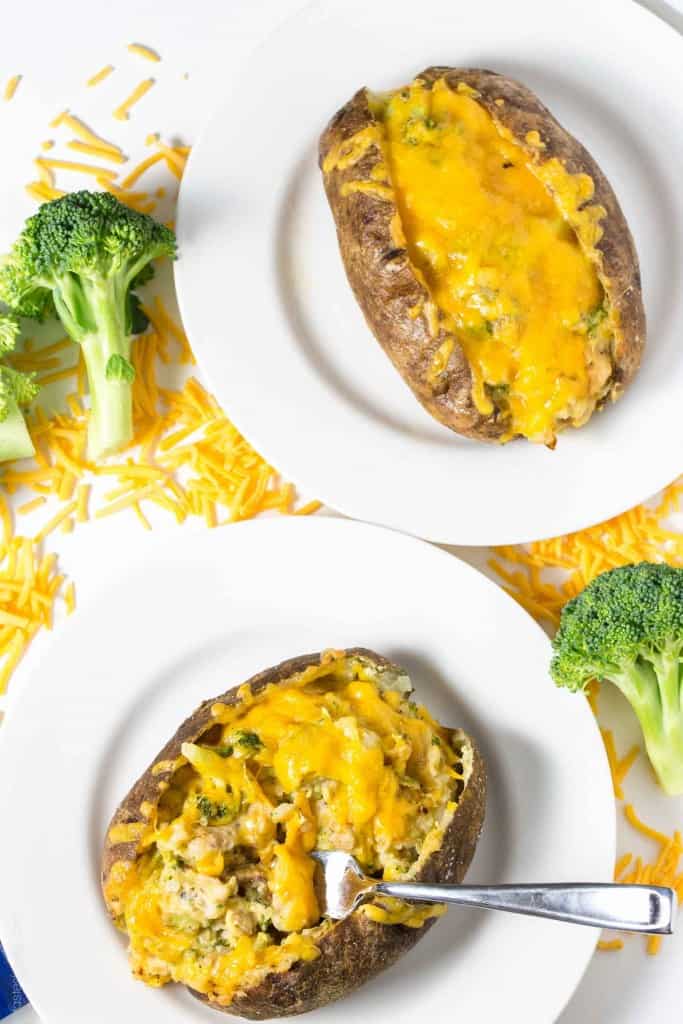 Broccoli Cheddar Stuffed Baked Potato with Chicken