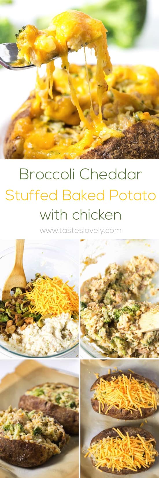 Broccoli Cheddar Stuffed Baked Potato with Chicken