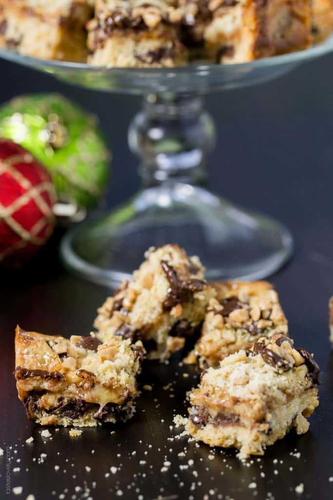 Gooey Chocolate Chip Toffee Bars - Perfect holiday treat!