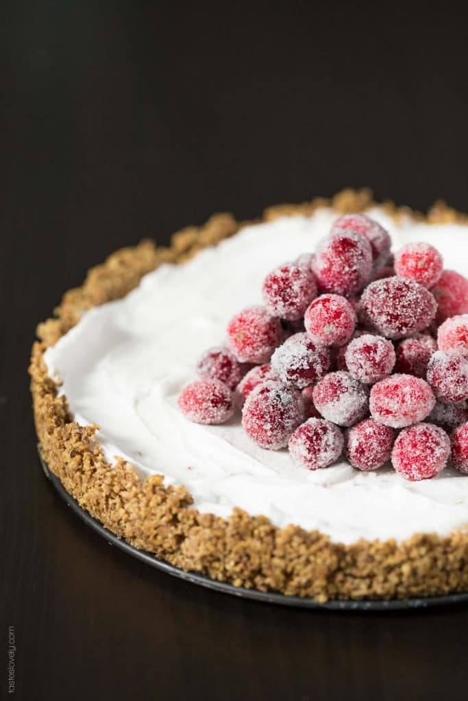 Coconut Cream Tart with Sugared Cranberries - Dairy Free, Vegan, Gluten Free