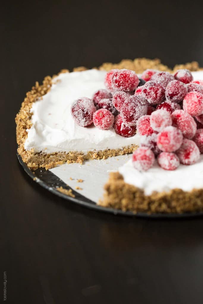 Coconut Cream Tart with Sugared Cranberries - Dairy Free, Vegan, Gluten Free