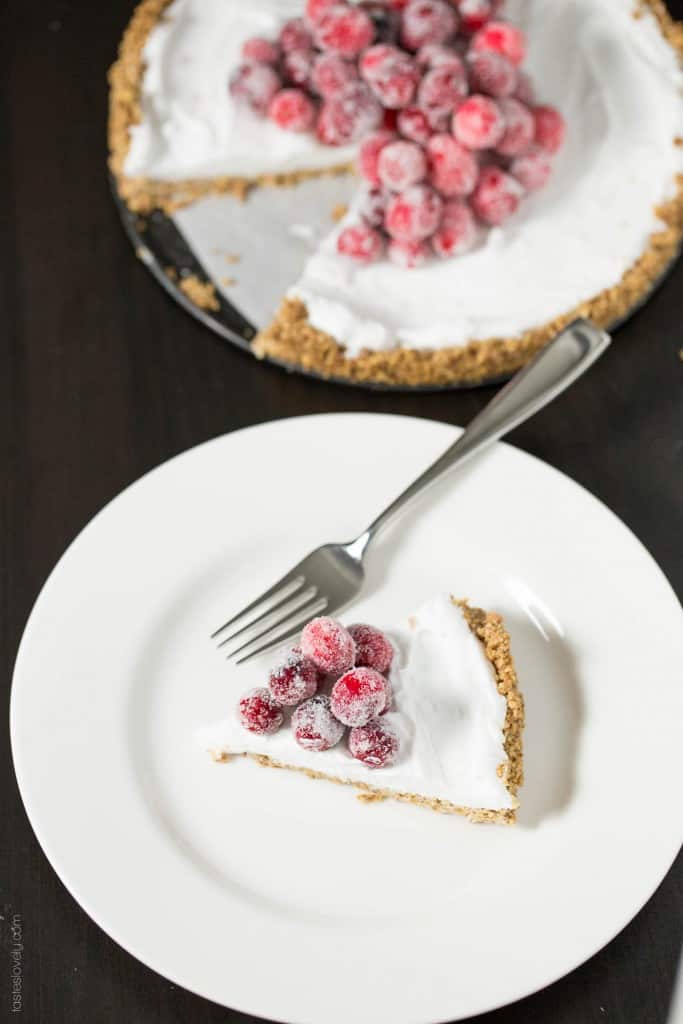 Coconut Cream Tart with Sugared Cranberries - Dairy Free, Vegan, Gluten Free