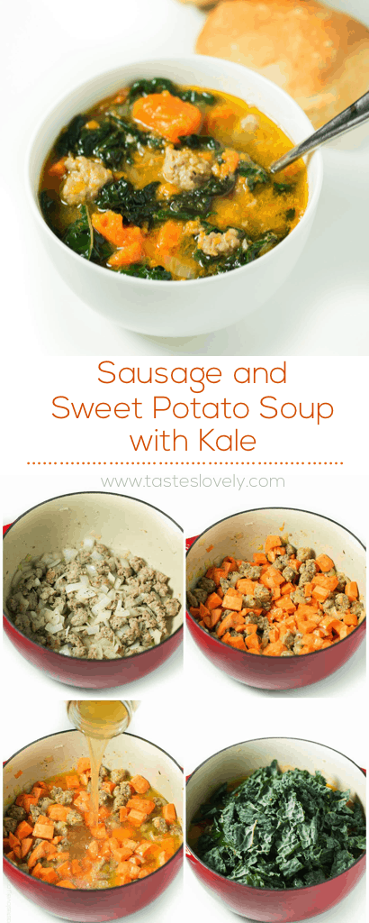 Sausage and Sweet Potato Soup with Kale (paleo, gluten free, dairy free, Whole30)