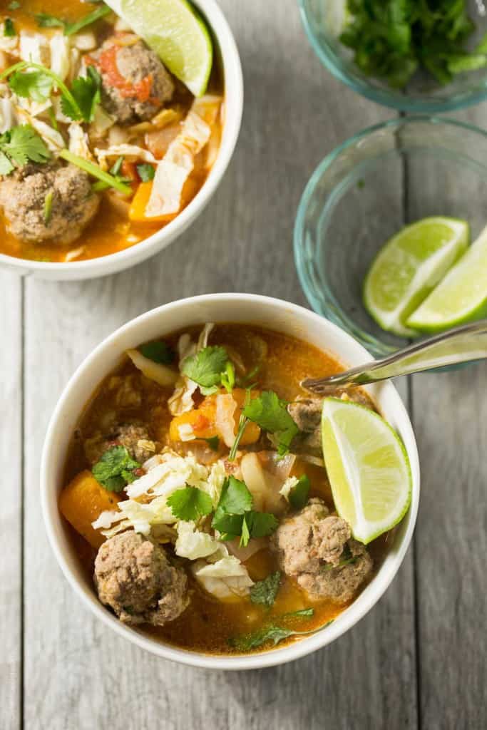 Winter Albondigas with Shredded Cabbage - a paleo, gluten free, dairy free and Whole30 soup dinner!