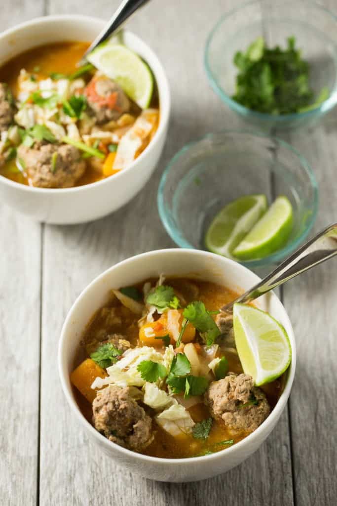 Winter Albondigas with Shredded Cabbage - a paleo, gluten free, dairy free and Whole30 soup dinner!