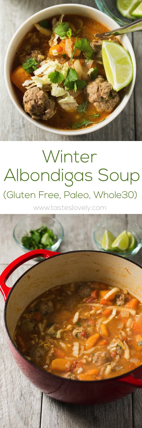 Winter Albondigas with Shredded Cabbage - a paleo, gluten free, dairy free and Whole30 soup dinner!