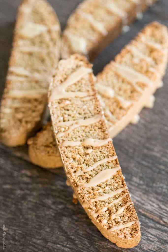 Chai Spice Biscotti with Chai Tea Glaze - a delicious tea time treat that is dairy free!