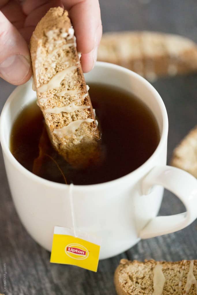 Chai Spice Biscotti with Chai Tea Glaze - a delicious tea time treat that is dairy free!