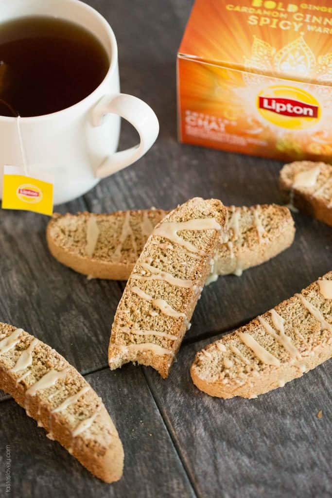 Chai Spice Biscotti with Chai Tea Glaze - a delicious tea time treat that is dairy free!