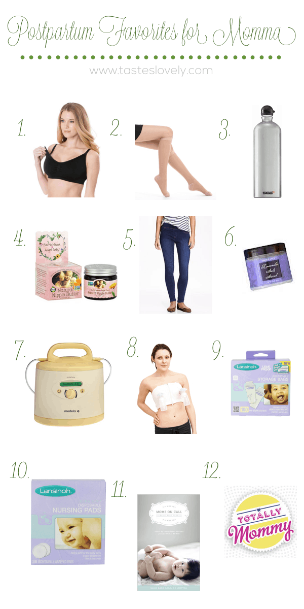 12 Postpartum Favorites for Momma after baby is born | tasteslovely.com