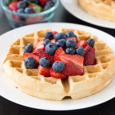 Healthier Dairy Free Belgian Waffles | tasteslovely.com