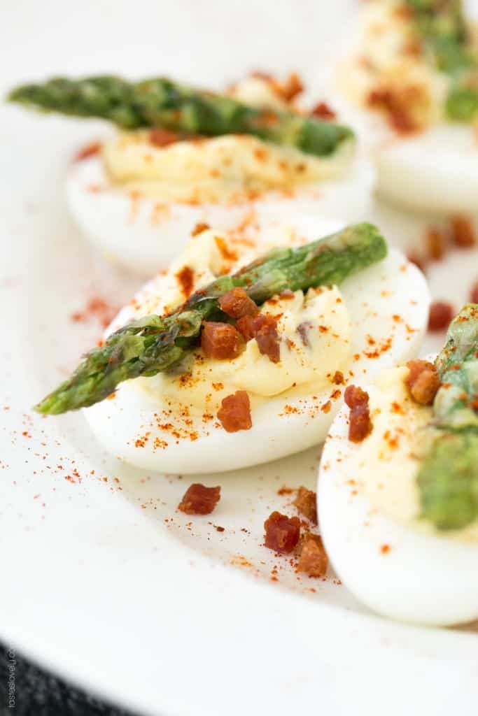 Pancetta and Asparagus Deviled Eggs (Paleo, Gluten Free, Low Carb, Whole30 Appetizer)
