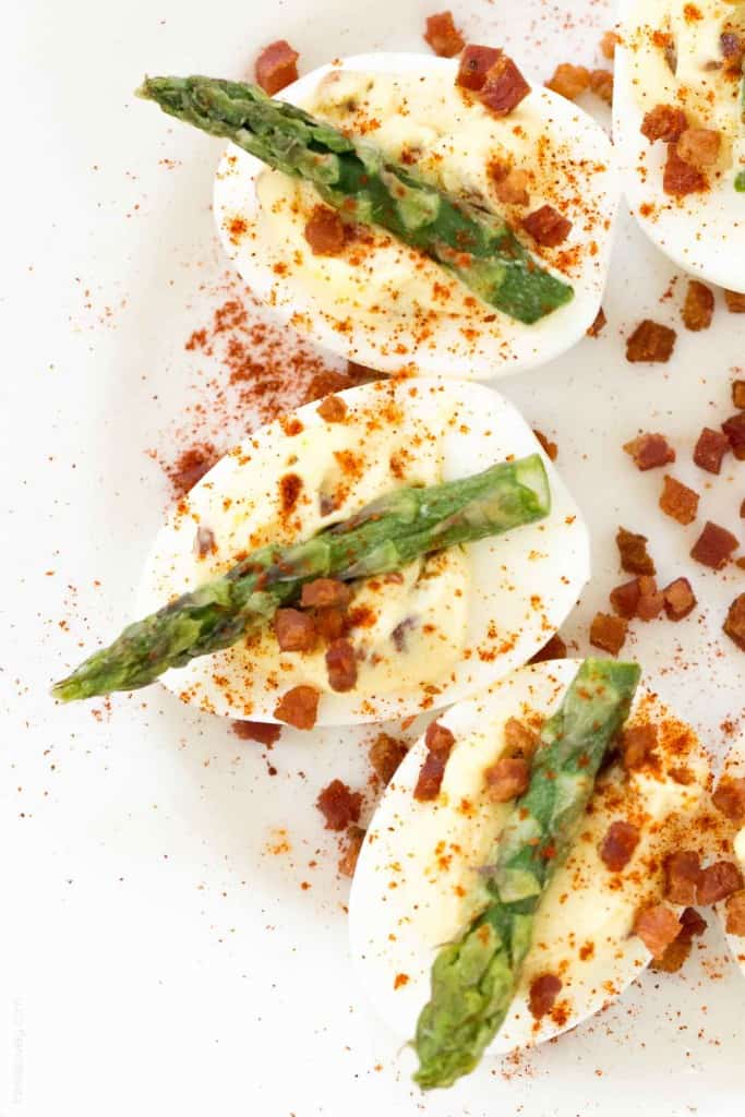 Pancetta and Asparagus Deviled Eggs (Paleo, Gluten Free, Low Carb, Whole30 Appetizer)