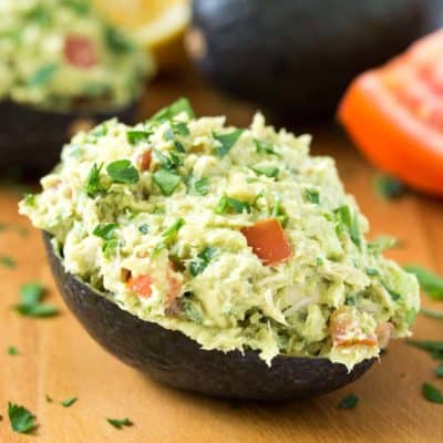 Paleo Tuna Avocado Boats by tasteslovely.com