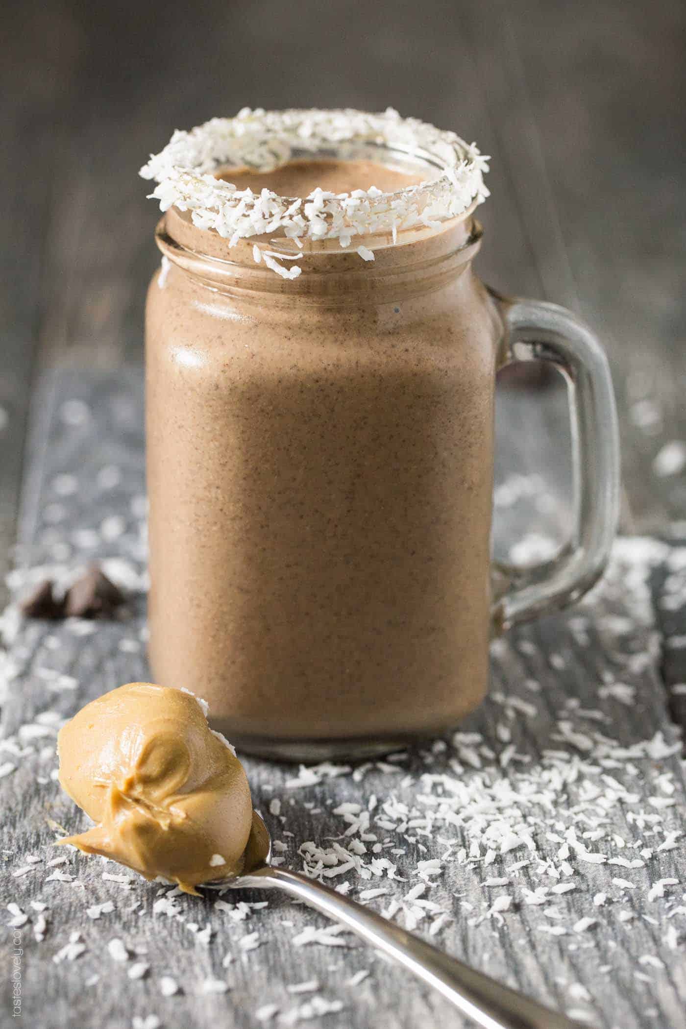 Peanut Butter Cocoa Coconut Smoothie Tastes Lovely