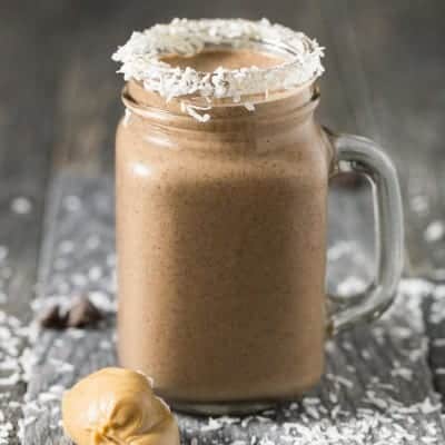 Peanut Butter Cocoa Coconut Smoothie | tasteslovely.com