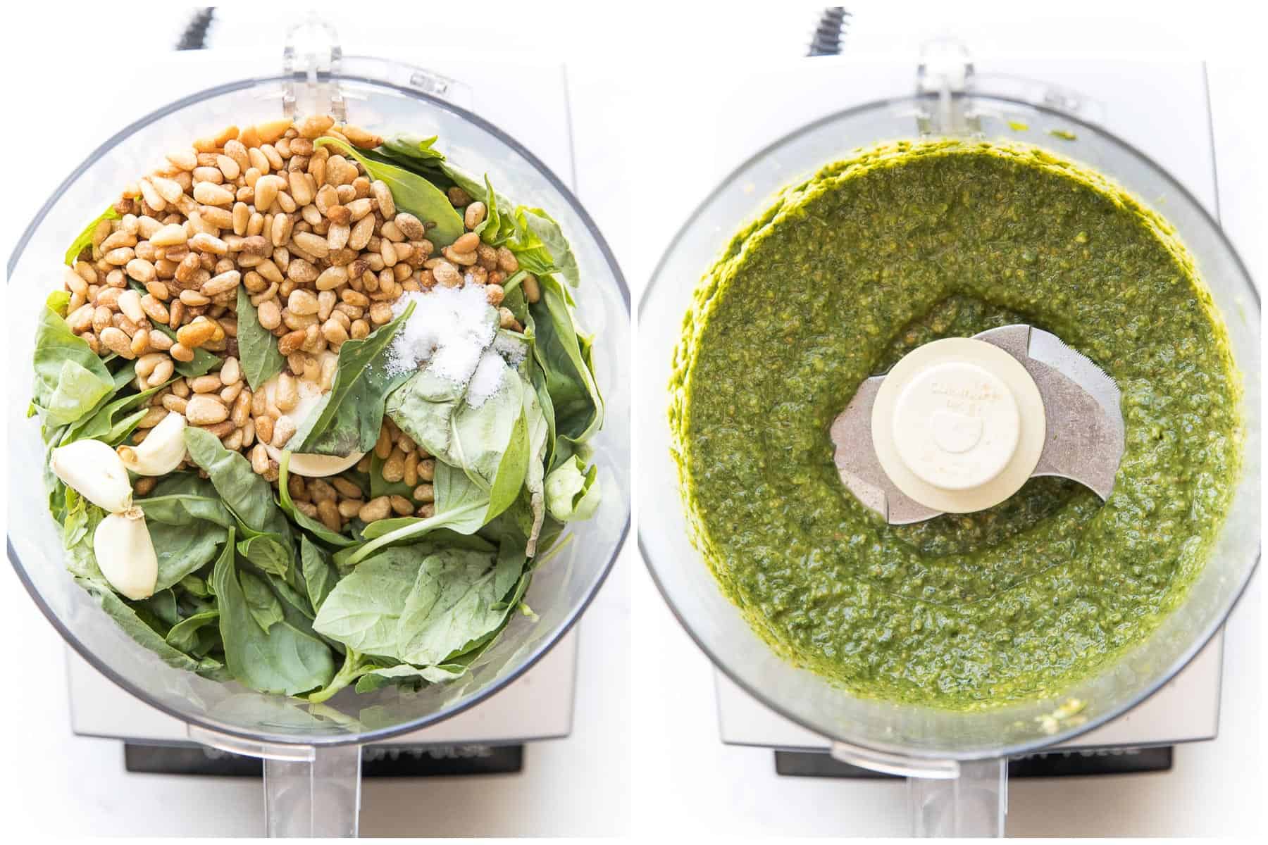 steps to making pesto sauce in a food processor