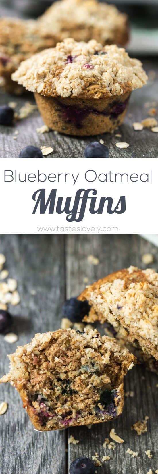 The BEST Healthy Blueberry Oatmeal Muffins with Streusel Topping - made with coconut oil so they're dairy free!