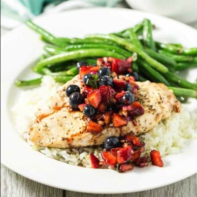 Grilled Chicken with Balsamic Berry Salsa | tasteslovely.com