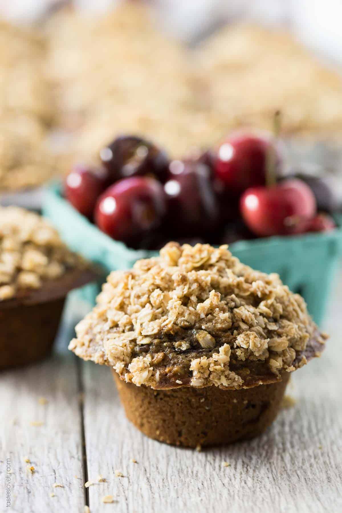 Healthy Cherry Oatmeal Muffins