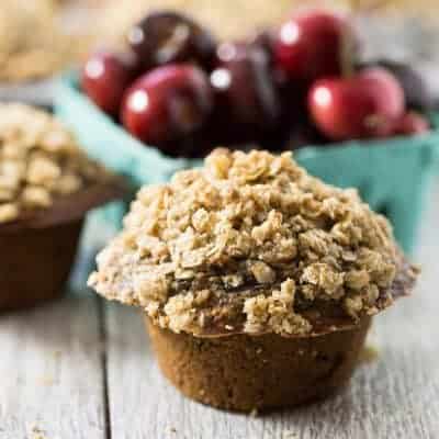 Healthy Cherry Oatmeal Muffins | tasteslovely.com