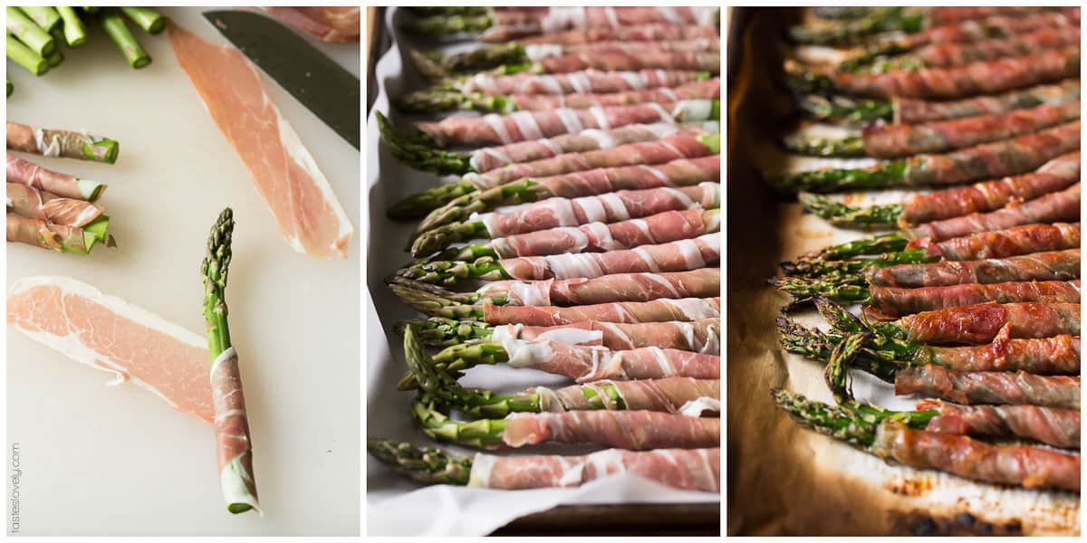 Paleo Prosciutto Wrapped Asparagus appetizer with lemon garlic aioli (paleo, gluten free, whole30, low carb)