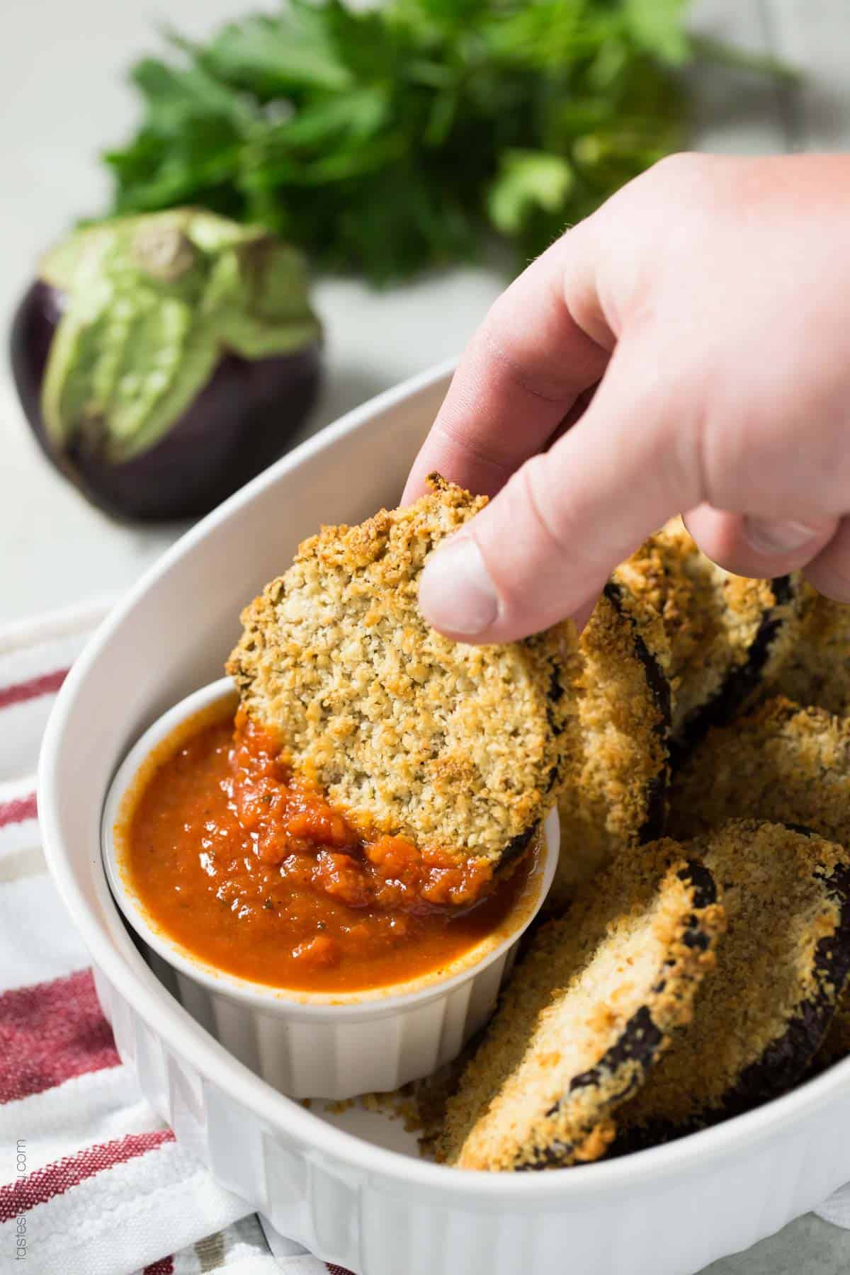 Vegan Crunchy Baked Eggplant Bites