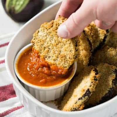 Vegan Crunchy Baked Eggplant Bites | tasteslovely.com