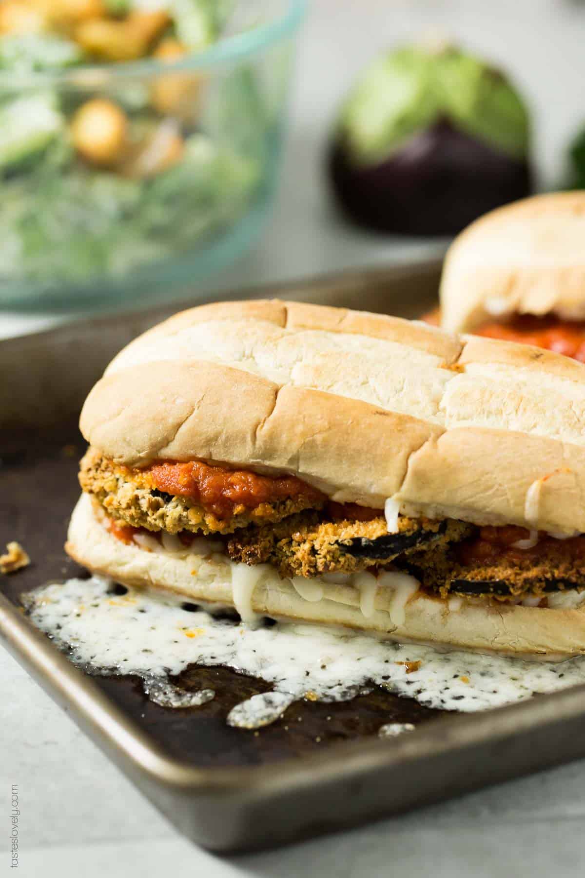 Vegan Crunchy Baked Eggplant Sandwich Melts-1