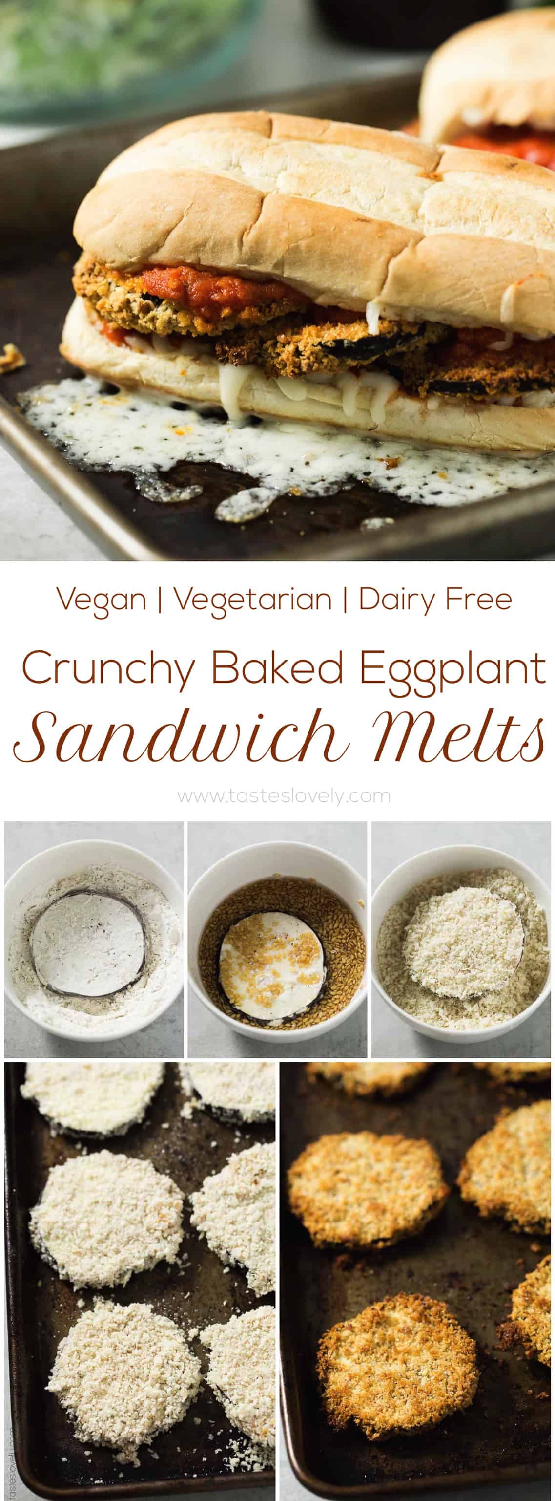 Vegan Crunchy Baked Eggplant Sandwich Melts