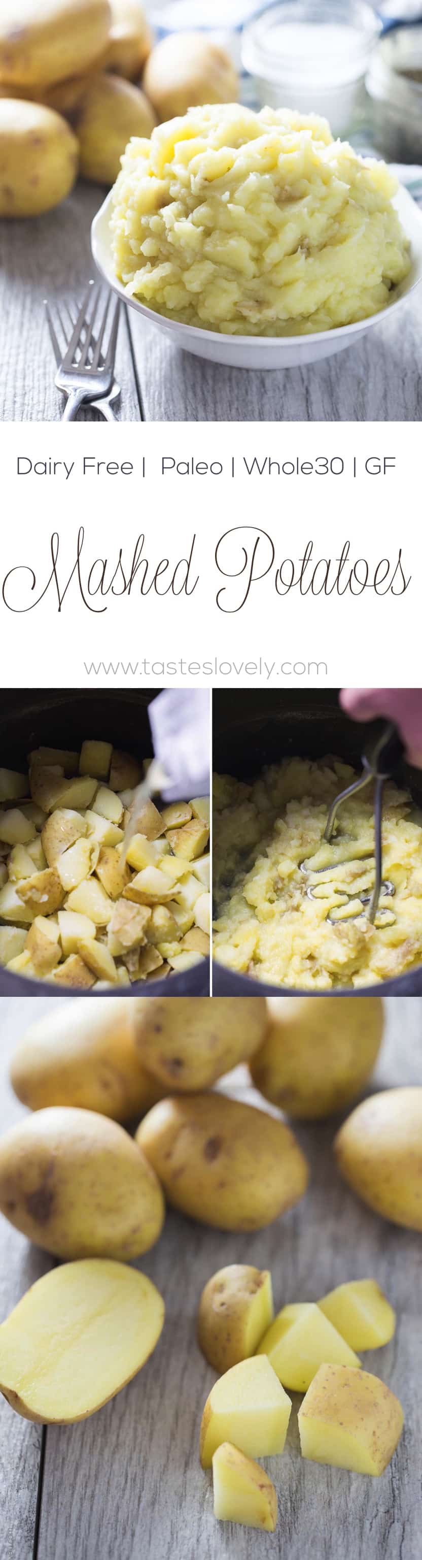Dairy Free Mashed Potatoes - creamy and delicious with no butter! (gluten free, paleo, Whole30, dairy free)