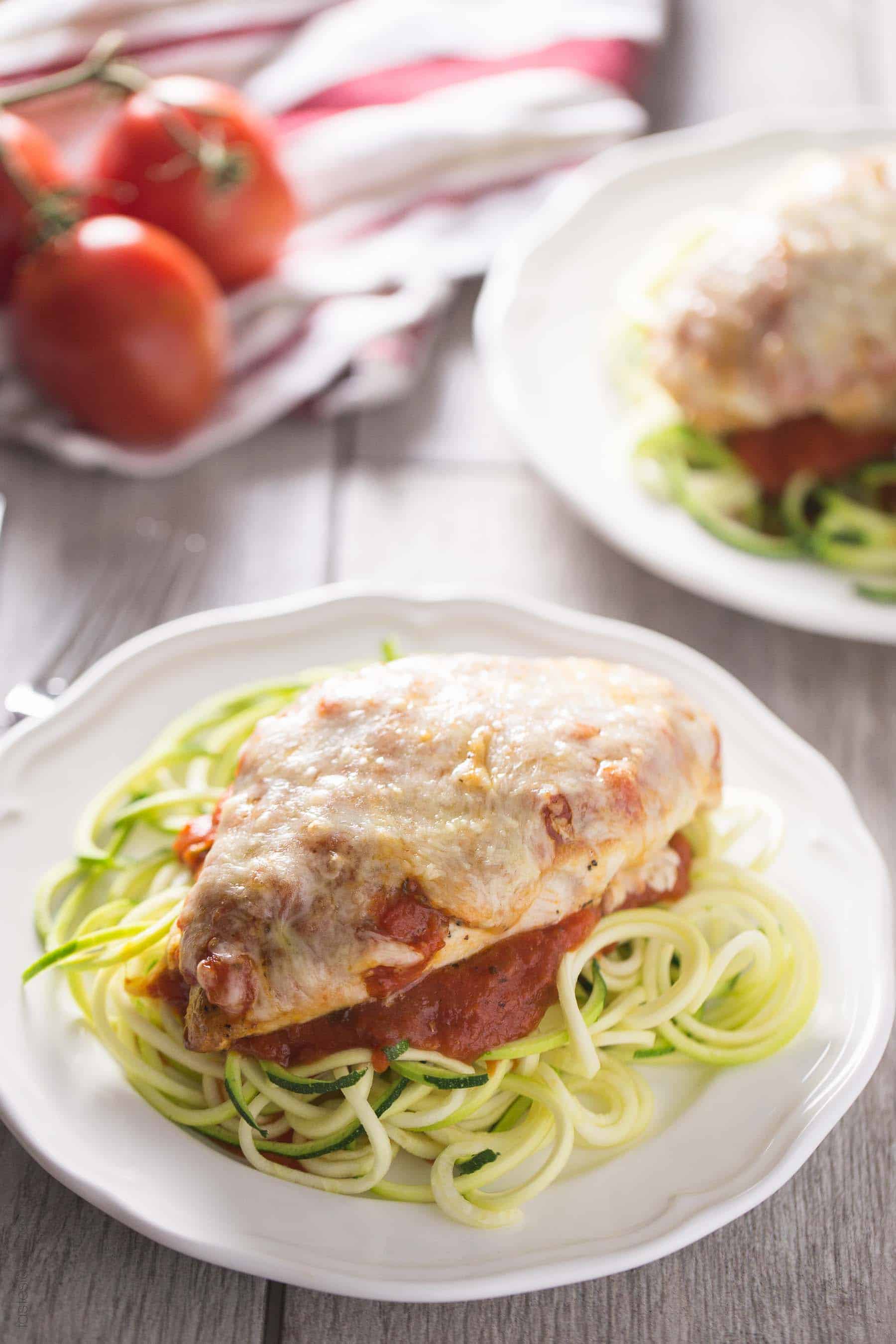 Healthy Chicken Parmesan - no breading! (gluten free, low carb)