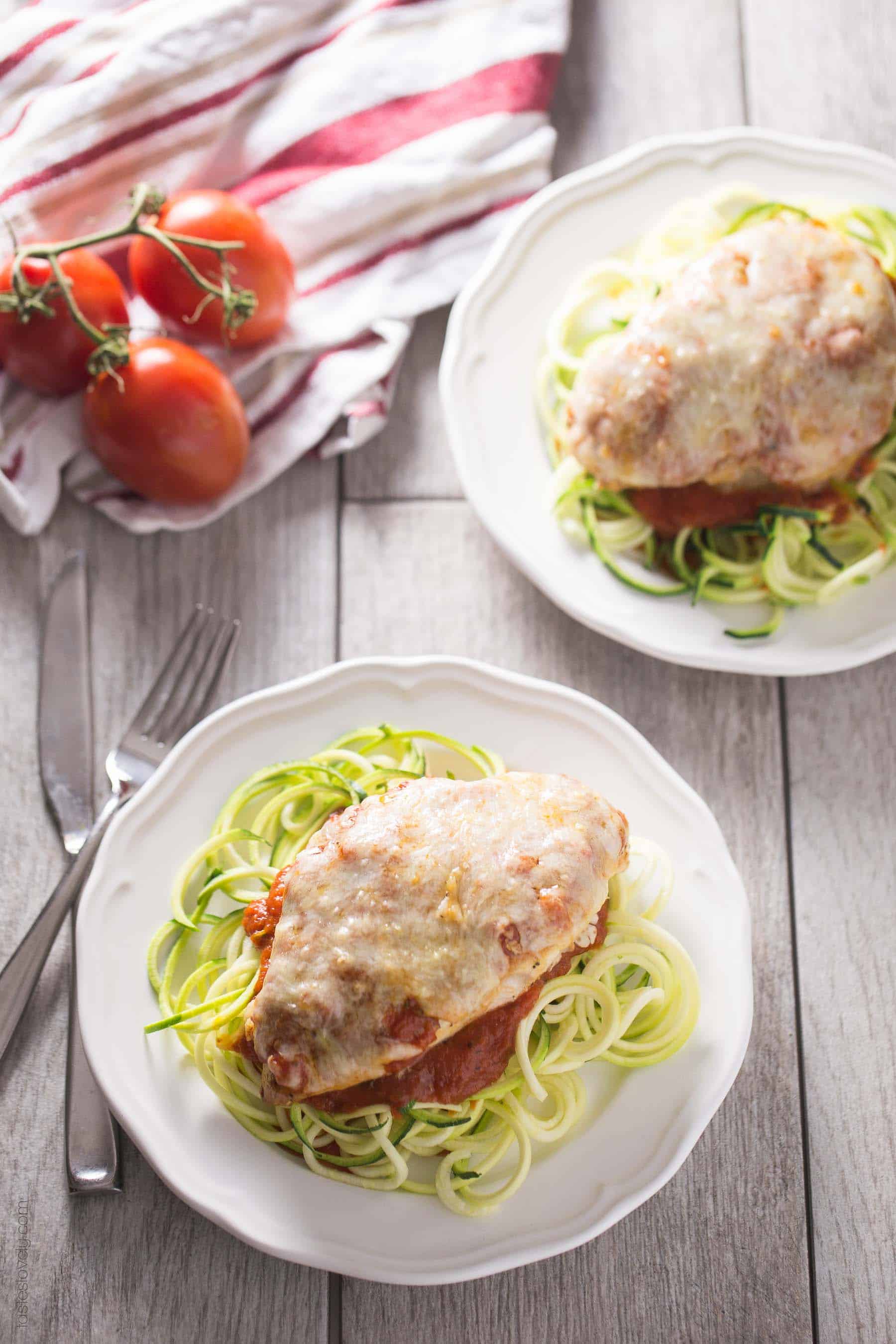 Healthy Chicken Parmesan - no breading! (gluten free, low carb)