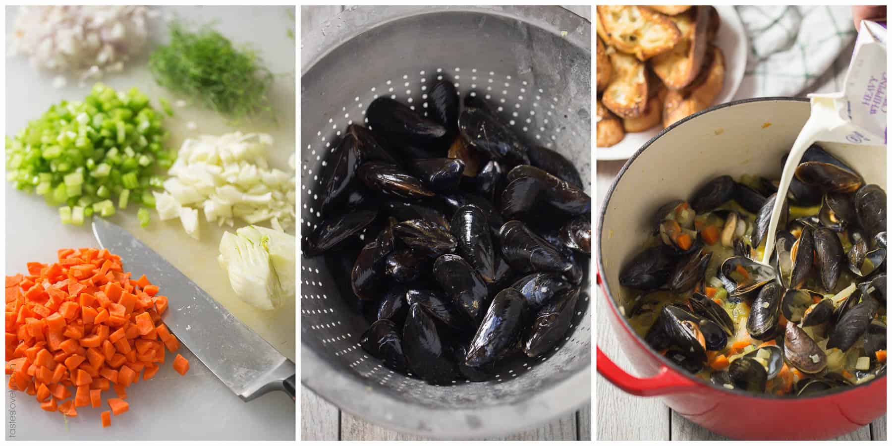 Creamy Beer Steamed Mussels - a quick and easy romantic dinner for 2