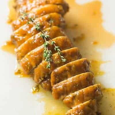 Pumpkin Butter & Thyme Pork Tenderloin | tasteslovely.com