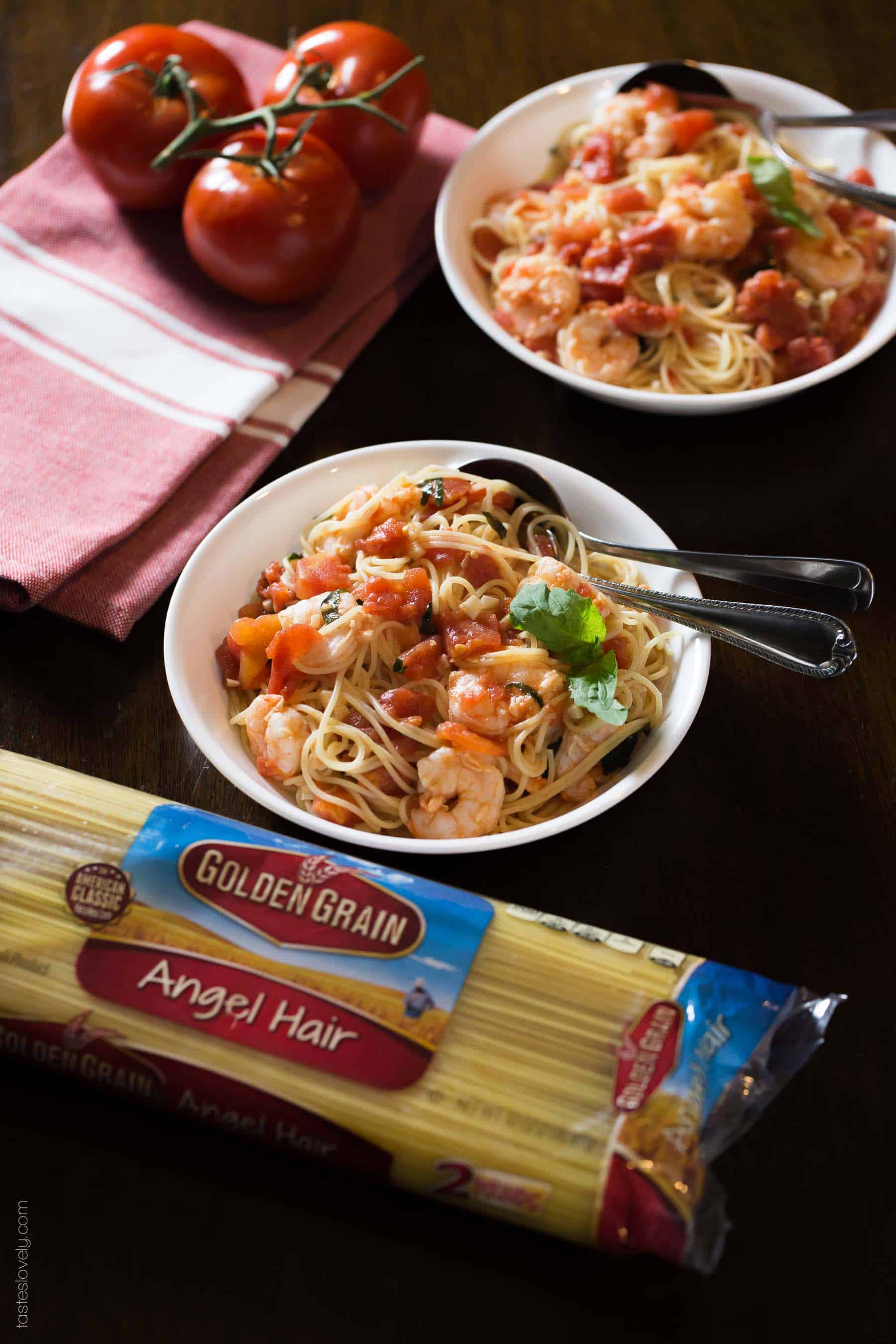 Shrimp and Basil Angel Hair Pasta - a quick and delicious 30 minute dinner recipe