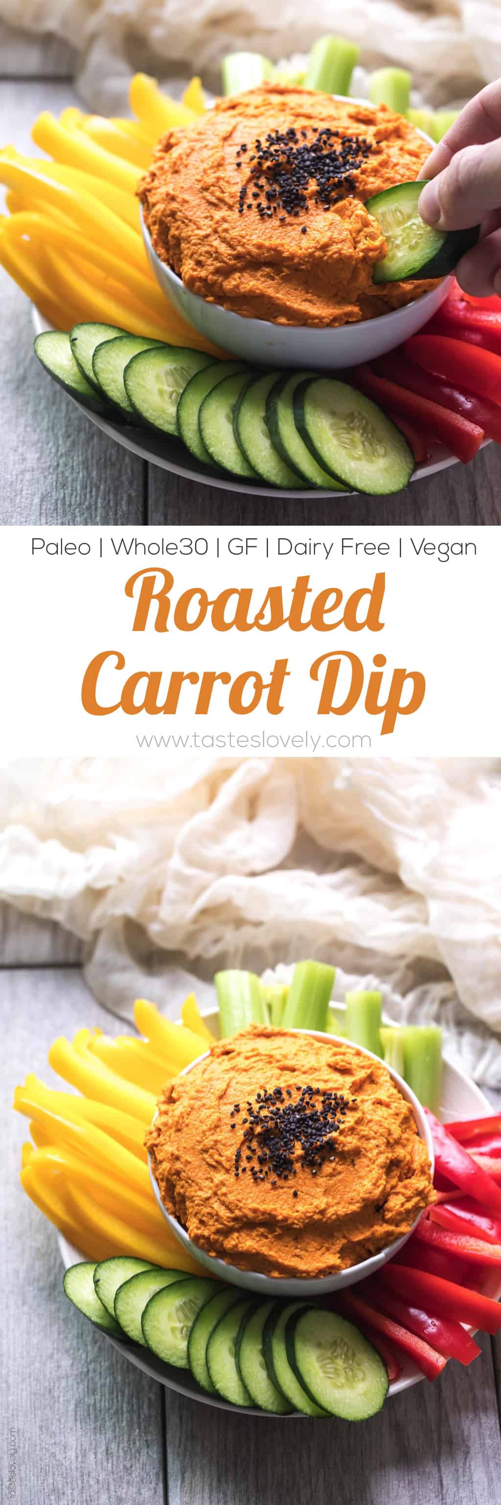 Paleo & Whole30 Roasted Carrot Dip - a delicious and healthy appetizer everyone loves! Gluten free, grain free, dairy free, sugar free, low carb, vegan, clean eating.