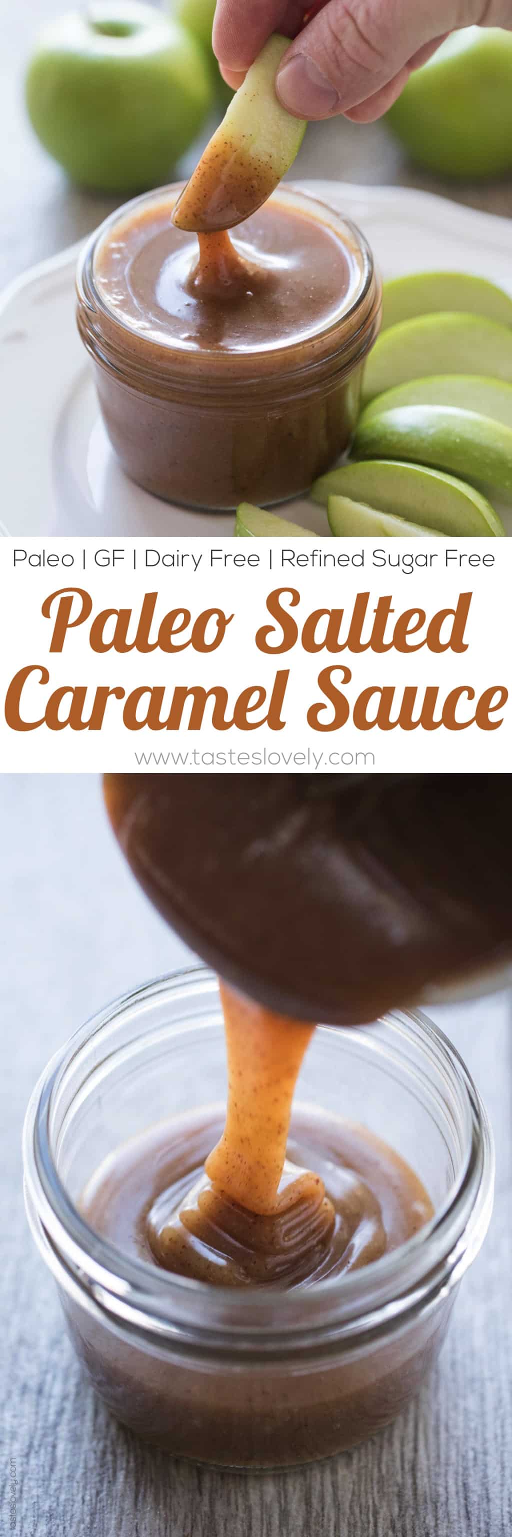 Paleo Salted Caramel Sauce - a 3 minute microwave caramel sauce that is paleo, dairy free, refined sugar free, gluten free and vegan!